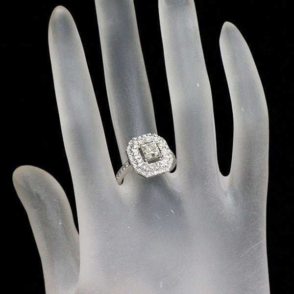 Pt950 プリンセスカット ダイヤモンド リング 1.010ct D0.88ct