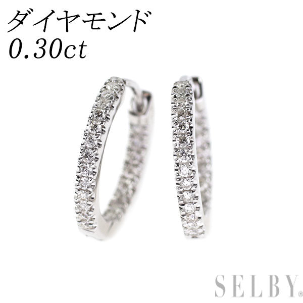 K18WG ダイヤモンド フープピアス 0.30ct