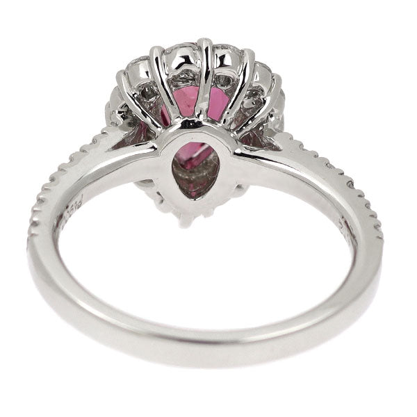Pt900 非加熱ルビー ダイヤモンド リング 1.01ct D0.72ct