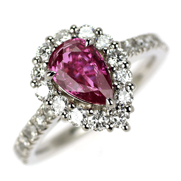 Pt900 非加熱ルビー ダイヤモンド リング 1.01ct D0.72ct