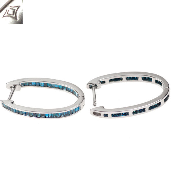 GSTV K18WG トリートブルー ダイヤモンド ピアス 1.50ct フープ