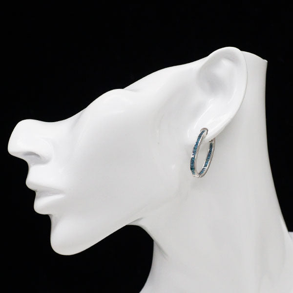 GSTV K18WG トリートブルー ダイヤモンド ピアス 1.50ct フープ
