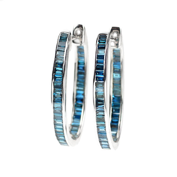GSTV K18WG トリートブルー ダイヤモンド ピアス 1.50ct フープ
