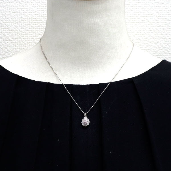希少 Pt900/ Pt850 天然ピンク/カラーレス ダイヤモンド ペンダントネックレス 0.13ct D0.50ct