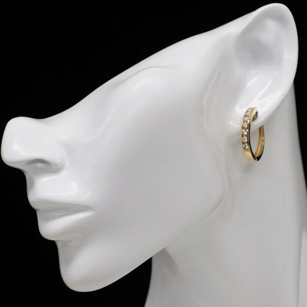K18YG ダイヤモンド ピアス 1.40ct フープ