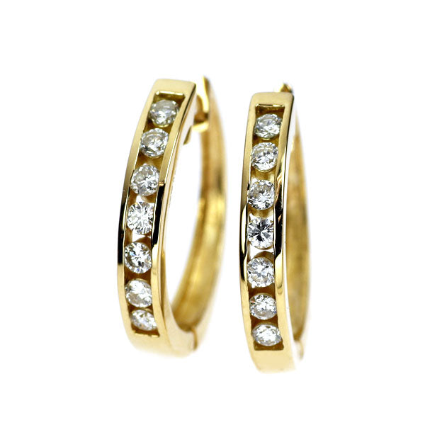K18YG ダイヤモンド ピアス 1.40ct フープ