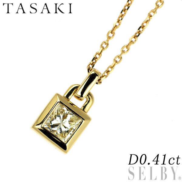 田崎真珠 K18YG プリンセスカット ダイヤモンド ペンダントネックレス 0.41ct