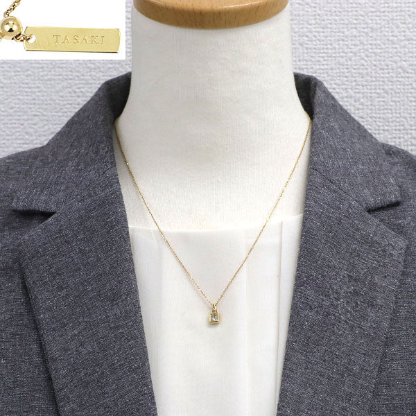 田崎真珠 K18YG プリンセスカット ダイヤモンド ペンダントネックレス 0.41ct