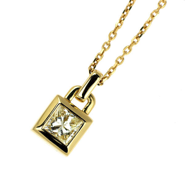 田崎真珠 K18YG プリンセスカット ダイヤモンド ペンダントネックレス 0.41ct