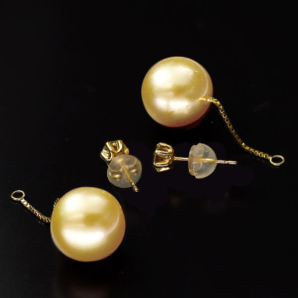 K18YG ゴールデンパール ダイヤモンド ピアス 径約11.1mm D0.50ct 2Way