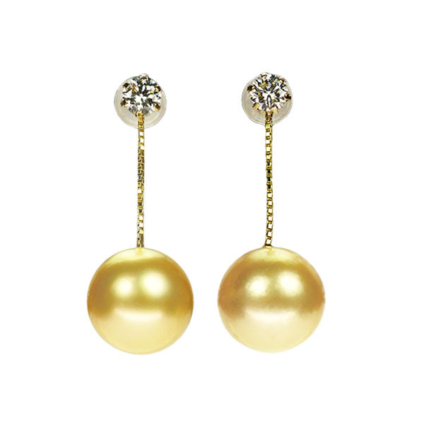 K18YG ゴールデンパール ダイヤモンド ピアス 径約11.1mm D0.50ct 2Way