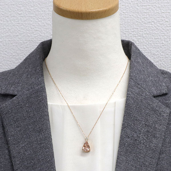 K18PG モルガナイト ダイヤモンド ペンダントネックレス 4.76ct D0.10ct