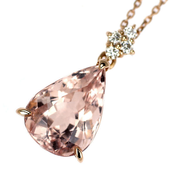 K18PG モルガナイト ダイヤモンド ペンダントネックレス 4.76ct D0.10ct