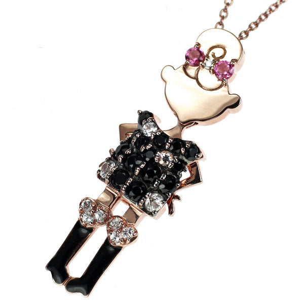 ポンテヴェキオ エナメル/ K9PG ブラックスピネル カラーストーン ダイヤモンド ペンダントネックレス BS0.37ct CS0.24ct D0.005ct EME/エメ