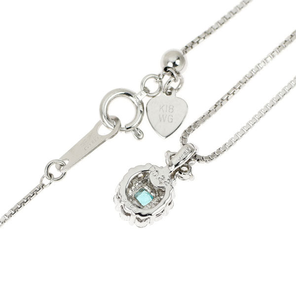 K18WG パライバトルマリン ダイヤモンド ペンダントネックレス 0.06ct D0.22ct