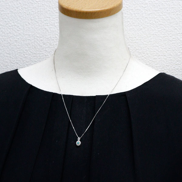 K18WG パライバトルマリン ダイヤモンド ペンダントネックレス 0.06ct D0.22ct