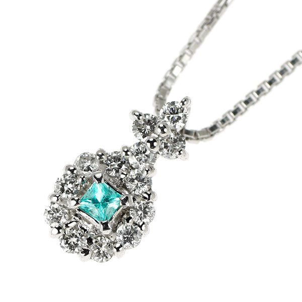 K18WG パライバトルマリン ダイヤモンド ペンダントネックレス 0.06ct D0.22ct