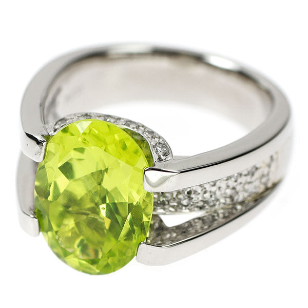 Pt900 パロットクリソベリル ダイヤモンド リング 5.77ct D0.25ct