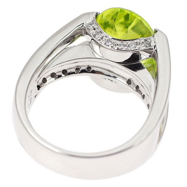 Pt900 パロットクリソベリル ダイヤモンド リング 5.77ct D0.25ct