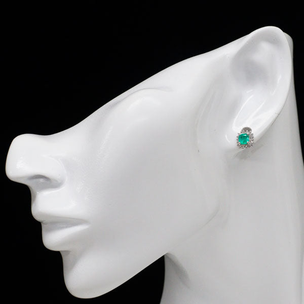 Pt900 エメラルド ダイヤモンド ピアス 0.60ct D0.20ct