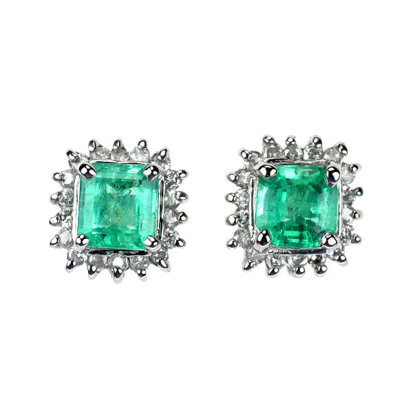Pt900 エメラルド ダイヤモンド ピアス 0.60ct D0.20ct