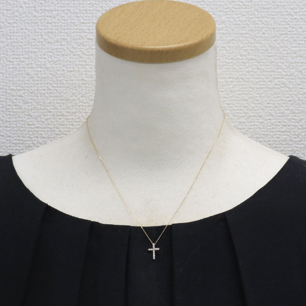 K18YG ダイヤモンド ペンダントネックレス 0.15ct クロス