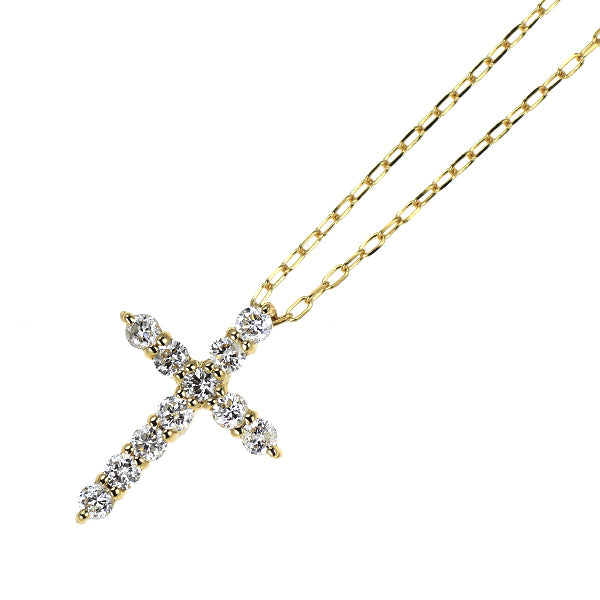 K18YG ダイヤモンド ペンダントネックレス 0.15ct クロス