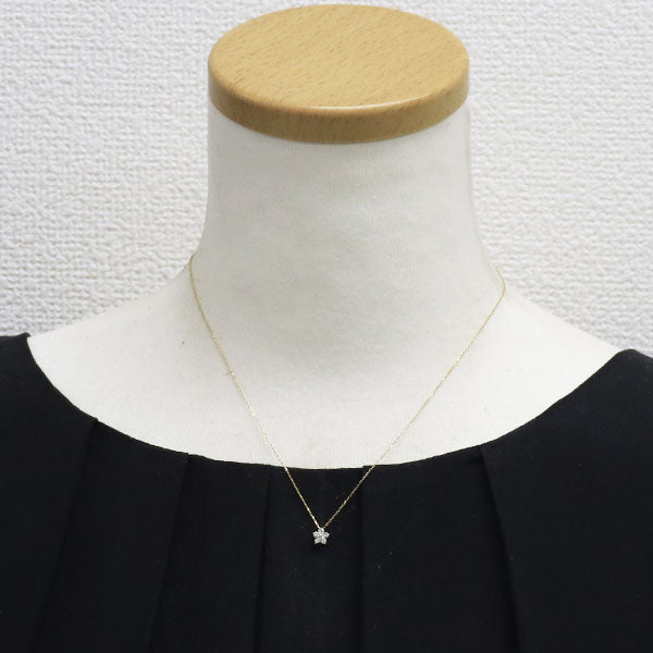 K18YG ダイヤモンド ペンダントネックレス 0.15ct フラワー