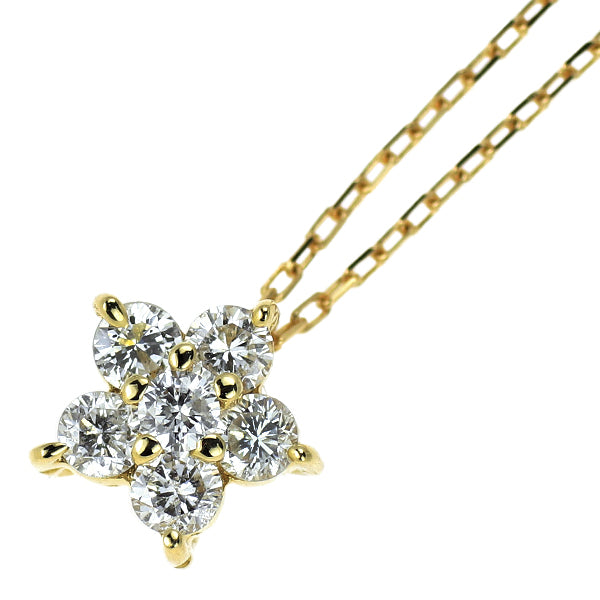 K18YG ダイヤモンド ペンダントネックレス 0.15ct フラワー