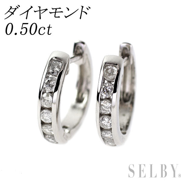 Pt900 ダイヤモンド ピアス 0.50ct フープ