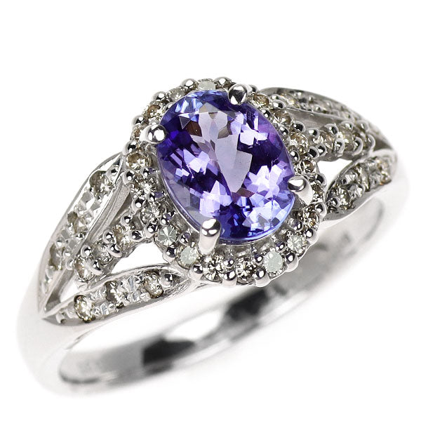 K18WG タンザナイト ダイヤモンド リング 1.29ct D0.35ct