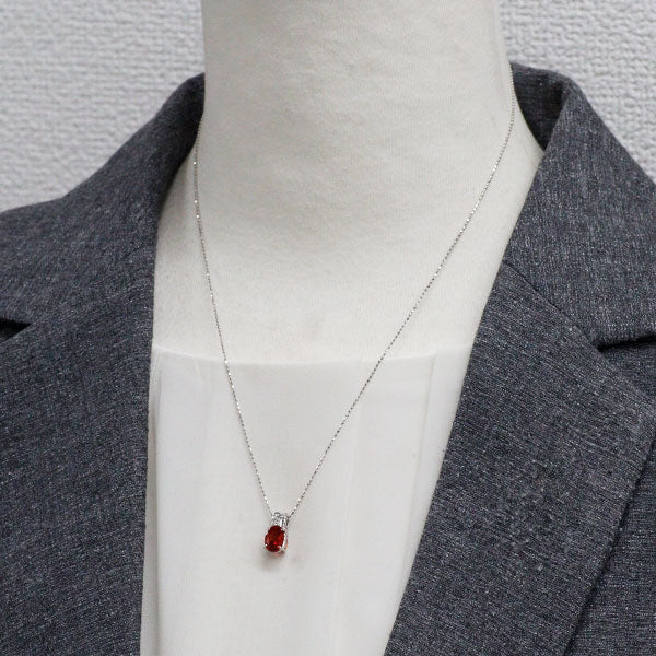 K18WG アンデシン ダイヤモンド ペンダントネックレス 1.16ct D0.03ct
