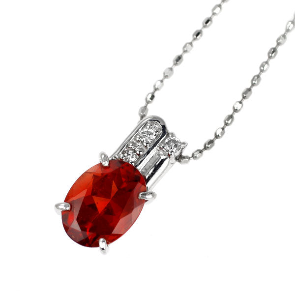 K18WG アンデシン ダイヤモンド ペンダントネックレス 1.16ct D0.03ct