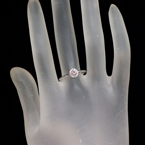 希少 K18WG 天然ピンク ダイヤモンド リング 0.151ct D0.08ct