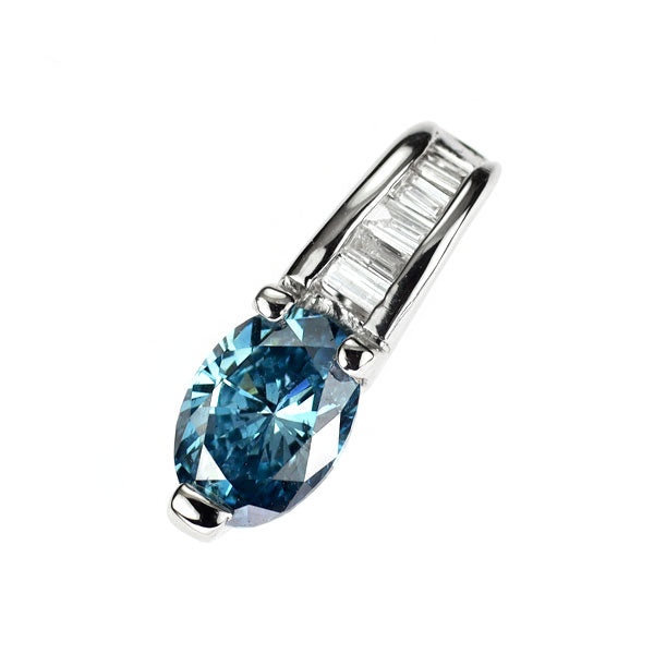 Pt900 トリートブルーダイヤモンド ペンダントトップ 0.510ct D0.07ct