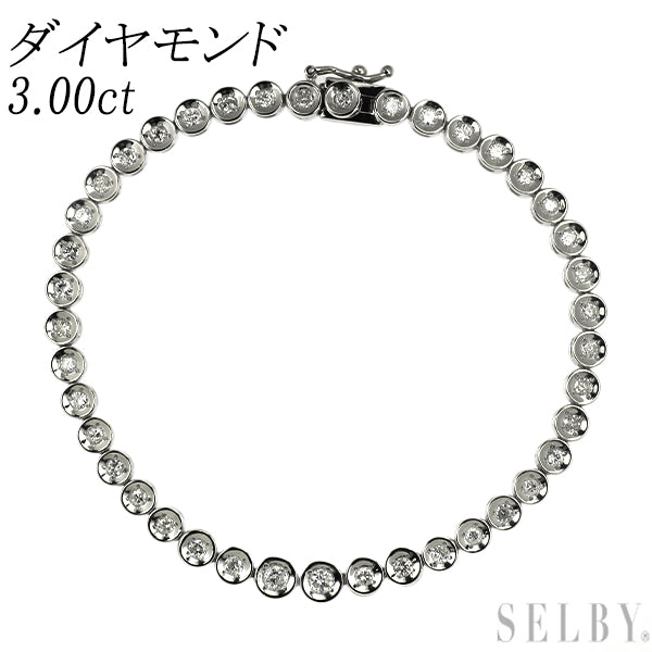 Pt850 ダイヤモンド ブレスレット 3.00ct テニス
