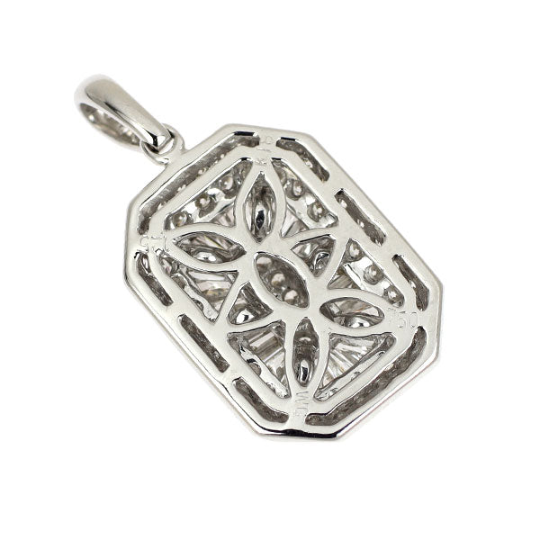 K18WG カリブレカット ダイヤモンド ペンダントトップ 1.25ct