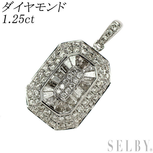 K18WG カリブレカット ダイヤモンド ペンダントトップ 1.25ct
