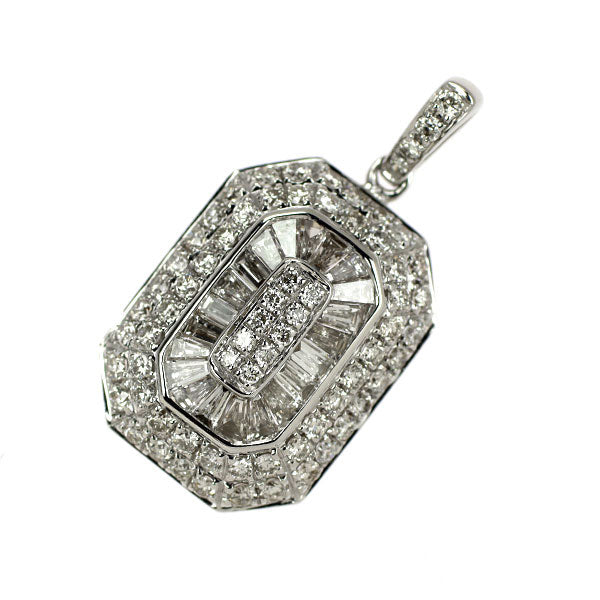 K18WG カリブレカット ダイヤモンド ペンダントトップ 1.25ct