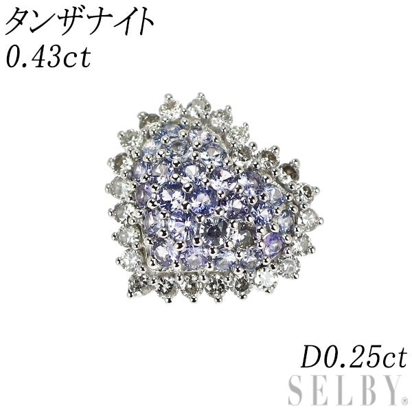 K18WG タンザナイト ダイヤモンド ペンダントトップ 0.43ct D0.25ct ハート