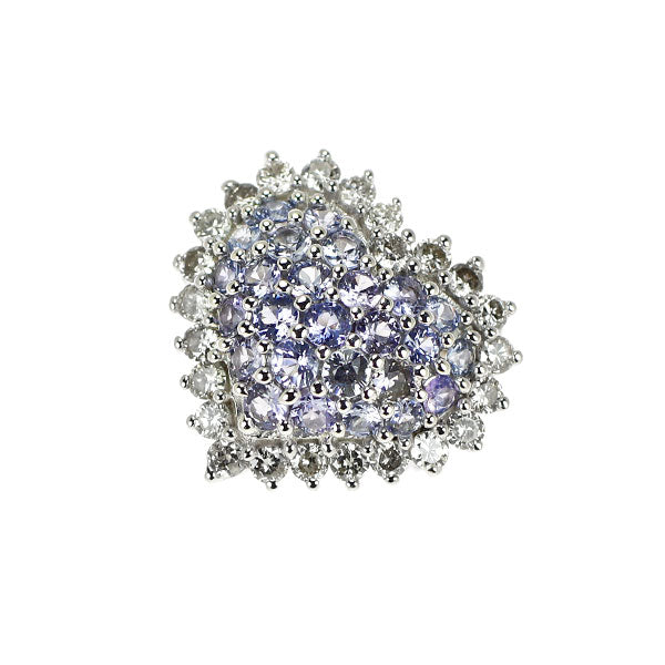 K18WG タンザナイト ダイヤモンド ペンダントトップ 0.43ct D0.25ct ハート