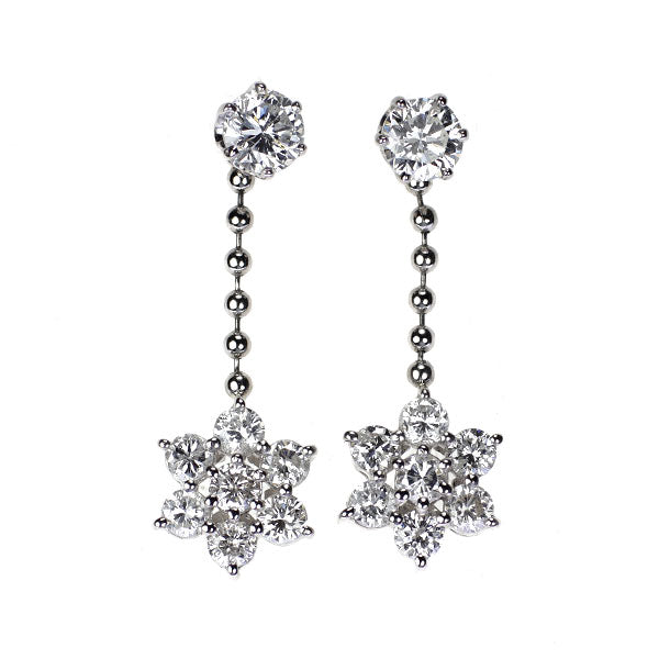 Pt900 ダイヤモンド ピアス 0.71ct D1.02ct フラワー 2way