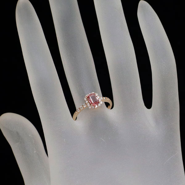希少 K18PG パパラチアサファイア ダイヤモンド リング 0.541ct D0.25ct