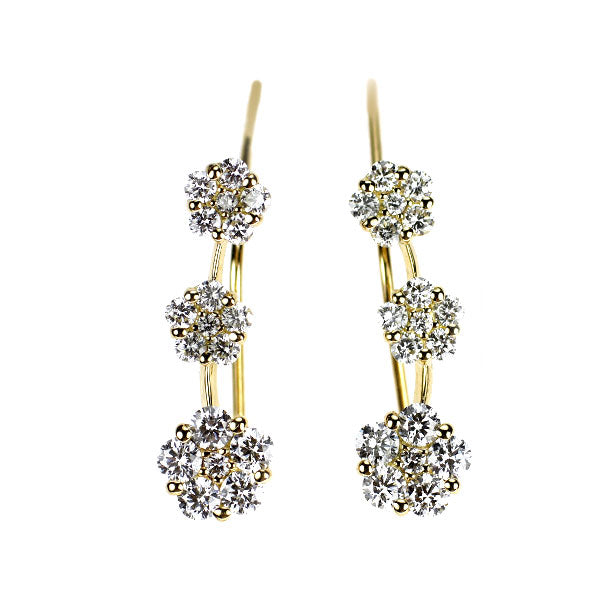 K18YG ダイヤモンド イヤリング/イヤーカフ 0.90ct フラワー