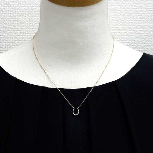 アガット K10YG ダイヤモンド ペンダントネックレス 0.09ct ホースシュー
