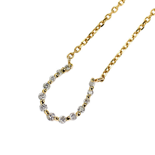 アガット K10YG ダイヤモンド ペンダントネックレス 0.09ct ホースシュー