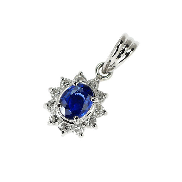 Pt900 サファイア ダイヤモンド ペンダントトップ 0.30ct D0.16ct