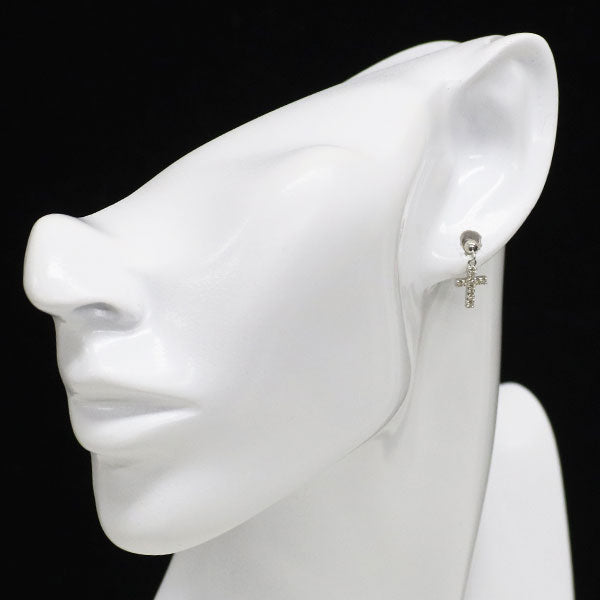 K18WG/K10WG ダイヤモンド ピアス 0.22ct クロス