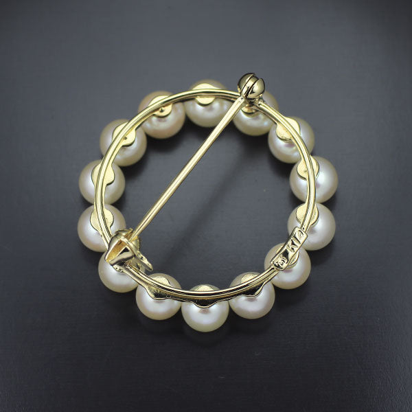 ミキモト K14YG アコヤ真珠 径約5.0mm ブローチ — セルビーオンライン