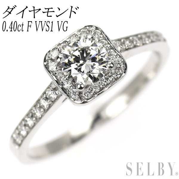 K14WG ダイヤモンド リング 0.40ct F VVS1 VG D0.30ct